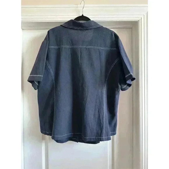 Highlights Men's 2XL Short Sleeve Button-Up Shirt Navy Blue Casual - Picture 4 of 4